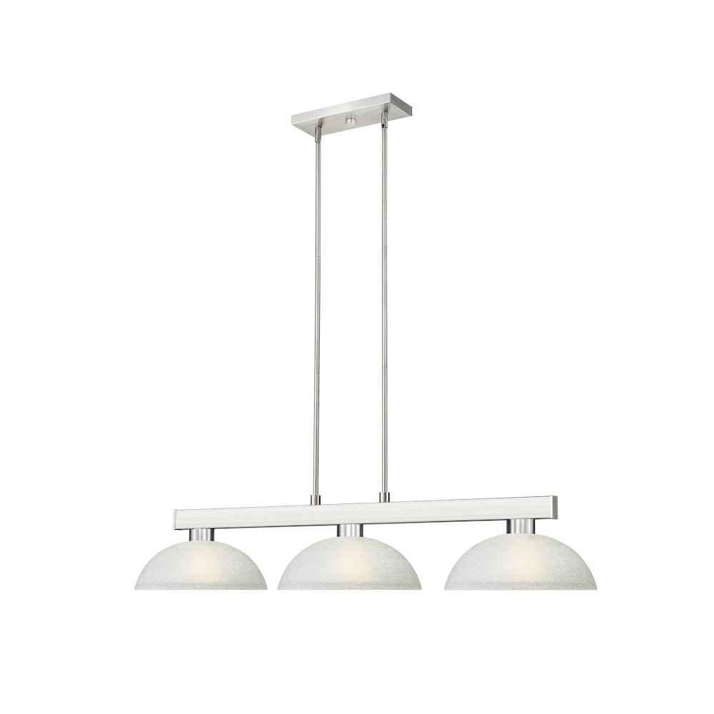 Z-Lite Cobalt 3 Light Billiard, Steel Frame, White Linen Shade Color. Picture 3