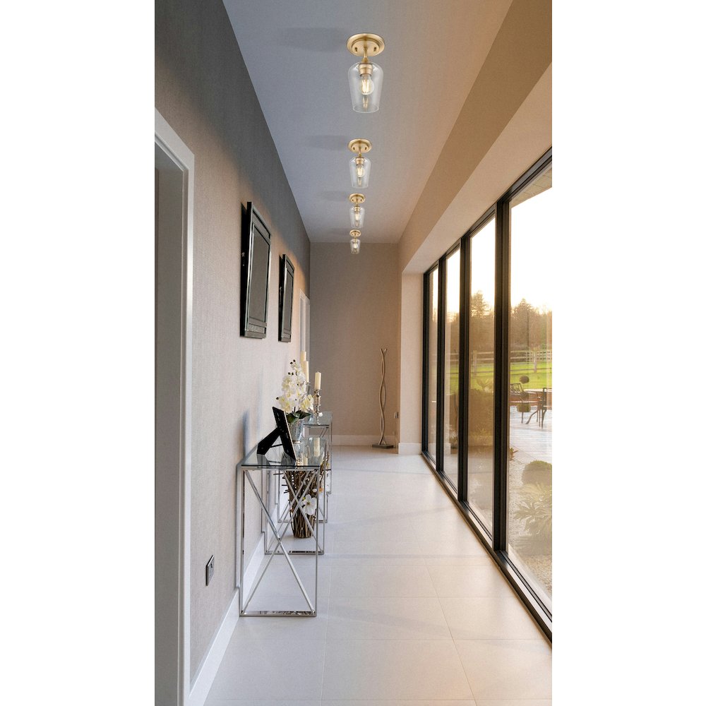 Z-Lite 1 Light Flush Mount, Burnished Brass. Picture 6