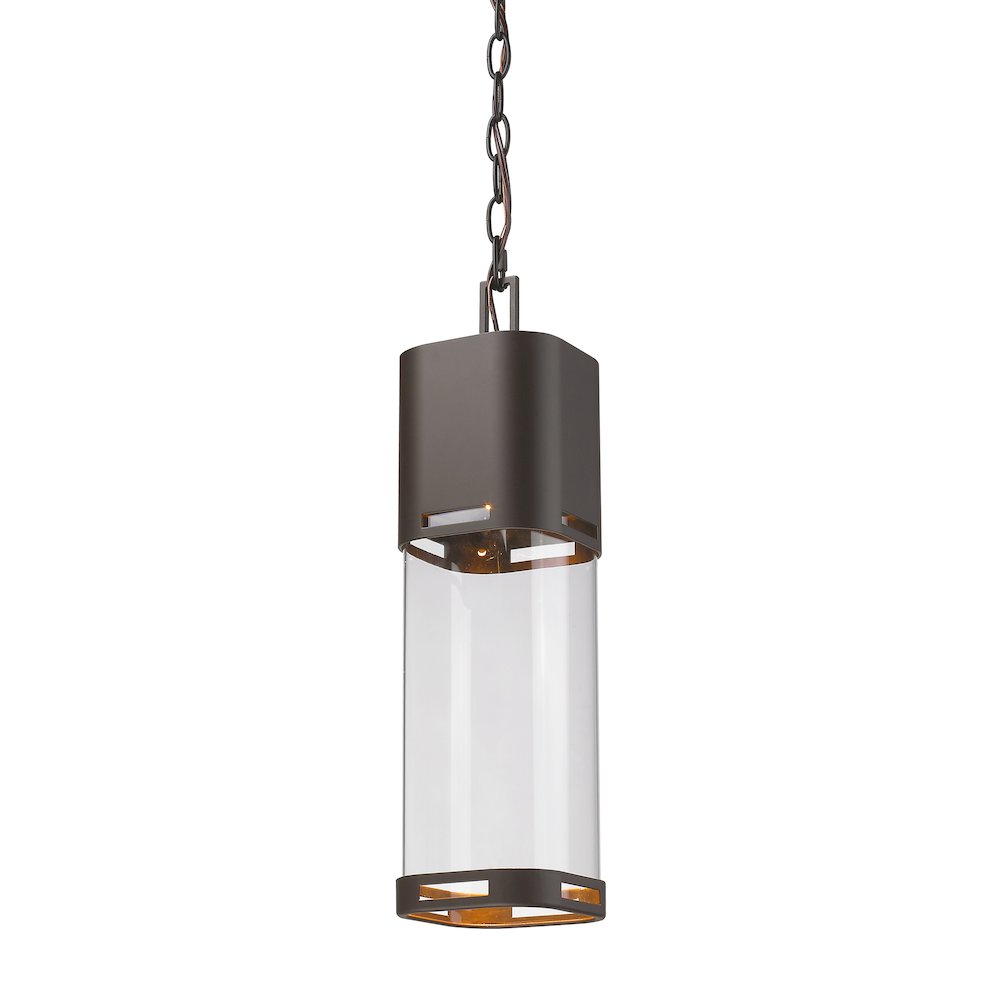 Z-Lite Lestat 1 Light Outdoor Chain Mount Ceiling Fixture, Deep Bronze. Picture 1