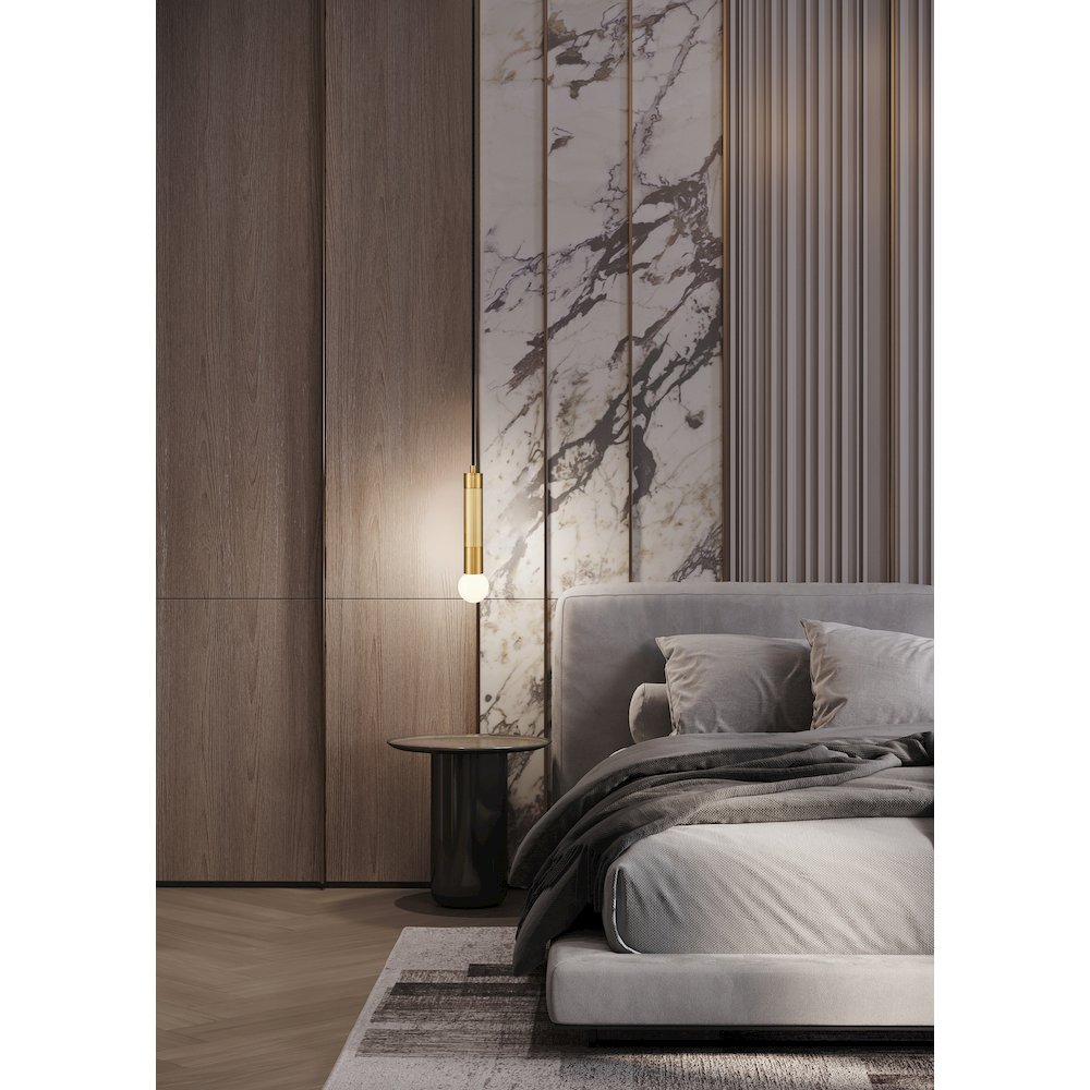Z-Lite Stari 1 Light Pendant in Modern Gold color, Steel frame. Picture 6