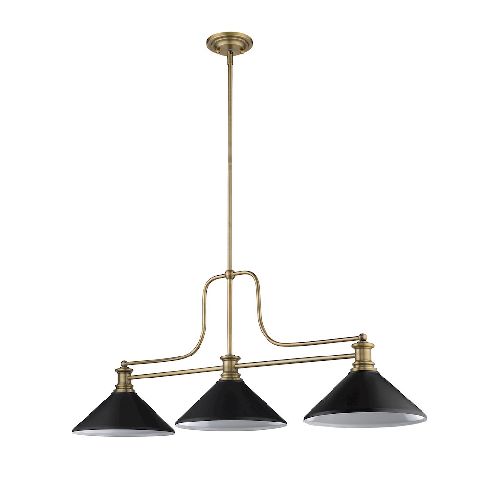 Z-Lite Melange 3 Light Billiard, Steel Frame, Matte Black Shade Color. Picture 5
