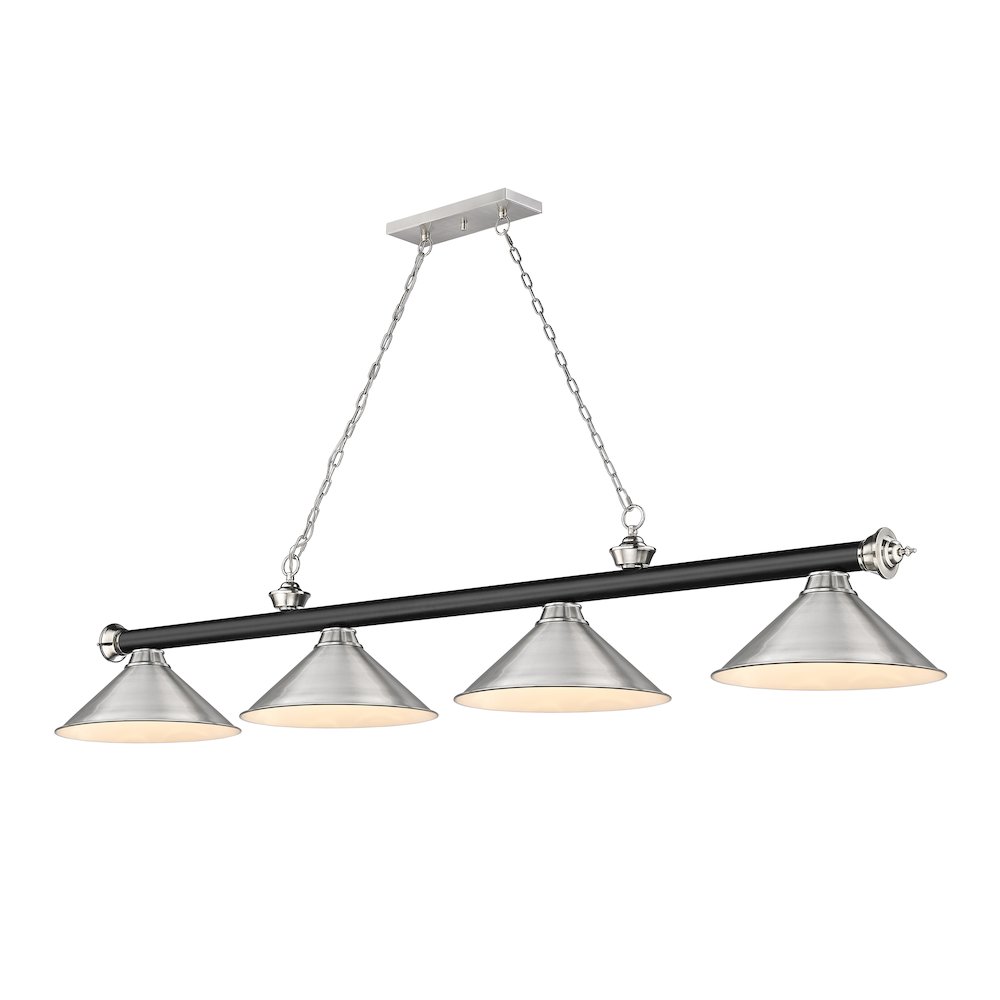 Z-Lite Cordon 4 Light Billiard, Steel Frame, Brushed Nickel Shade Color. Picture 1