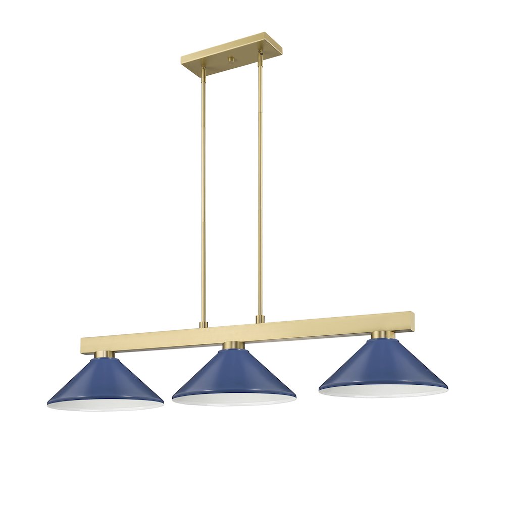 Z-Lite Cobalt 3 Light Billiard, Steel Frame, Navy Blue Shade Color. Picture 5