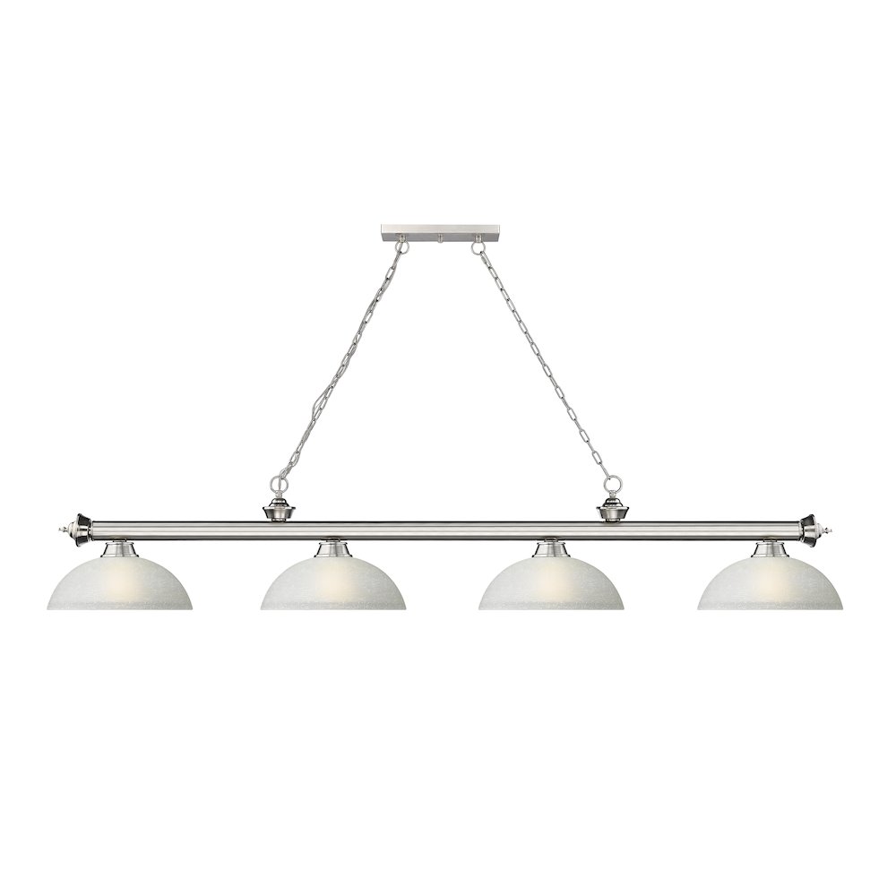 Z-Lite Cordon 4 Light Billiard, Steel Frame, White Linen Shade Color. Picture 2
