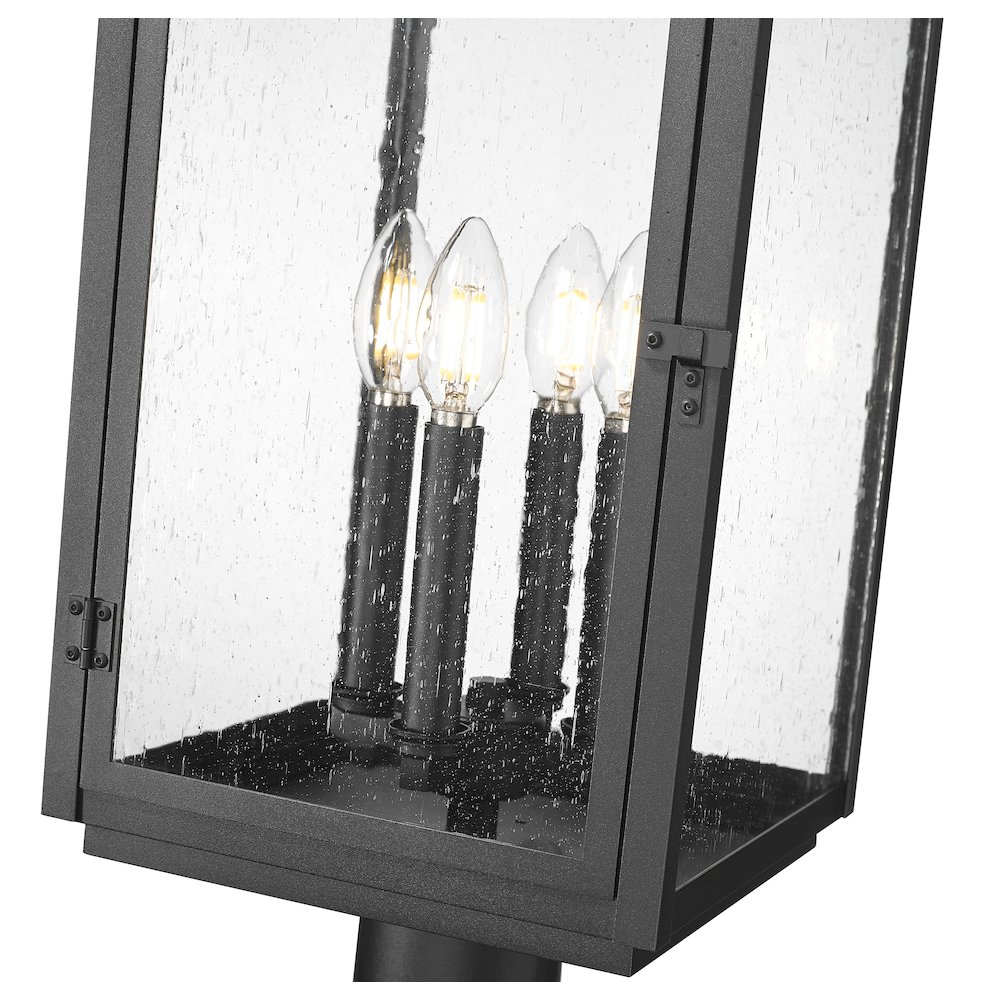 Z-Lite Hartwell 4 Light Outdoor Post Mounted Fixture in Sand Black color. Picture 4