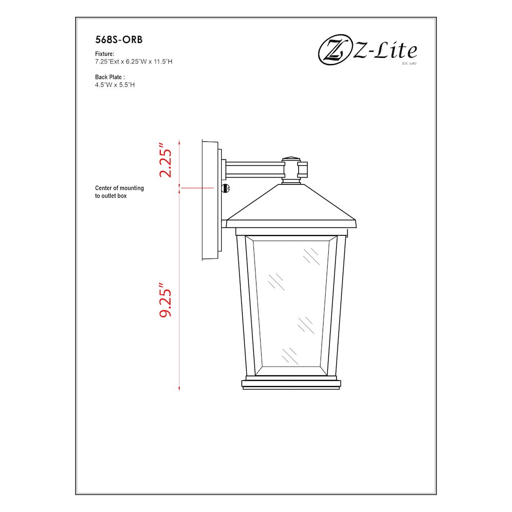 Z-Lite 1 Light Outdoor Wall Light. Picture 7