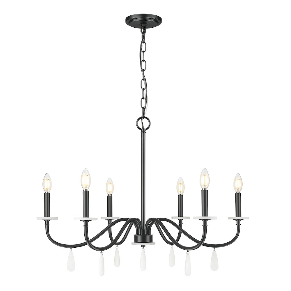 Z-Lite 6 Light Chandelier, Matte Black. Picture 1
