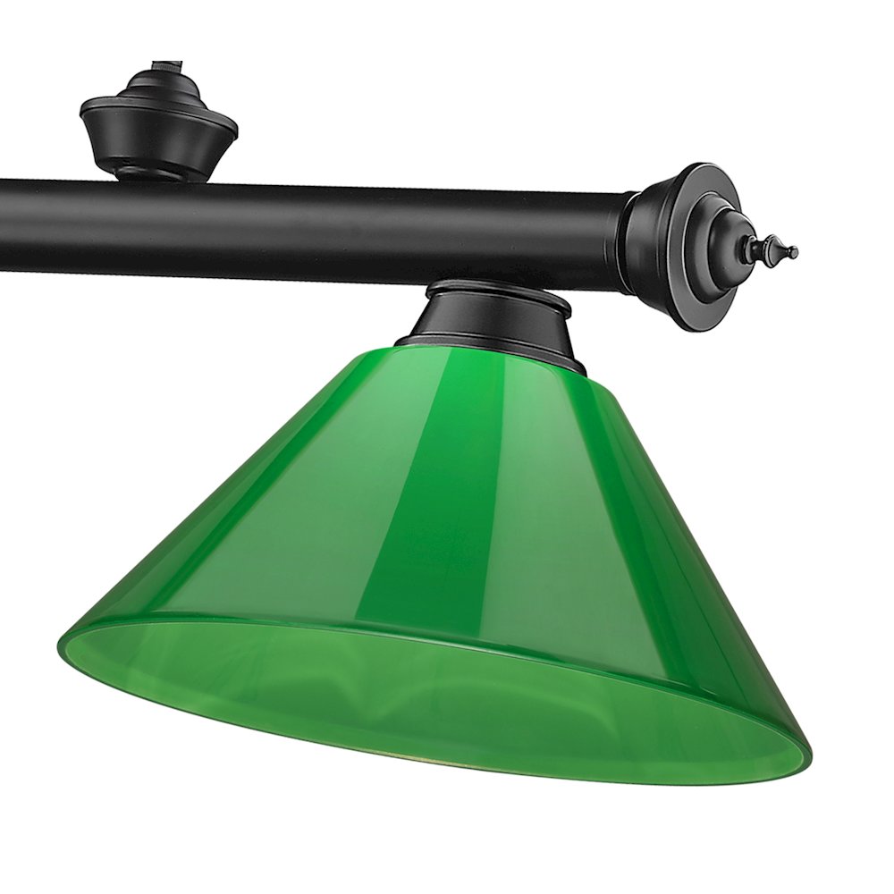 Z-Lite Cordon 3 Light Billiard, Steel Frame, Green Shade Color. Picture 4