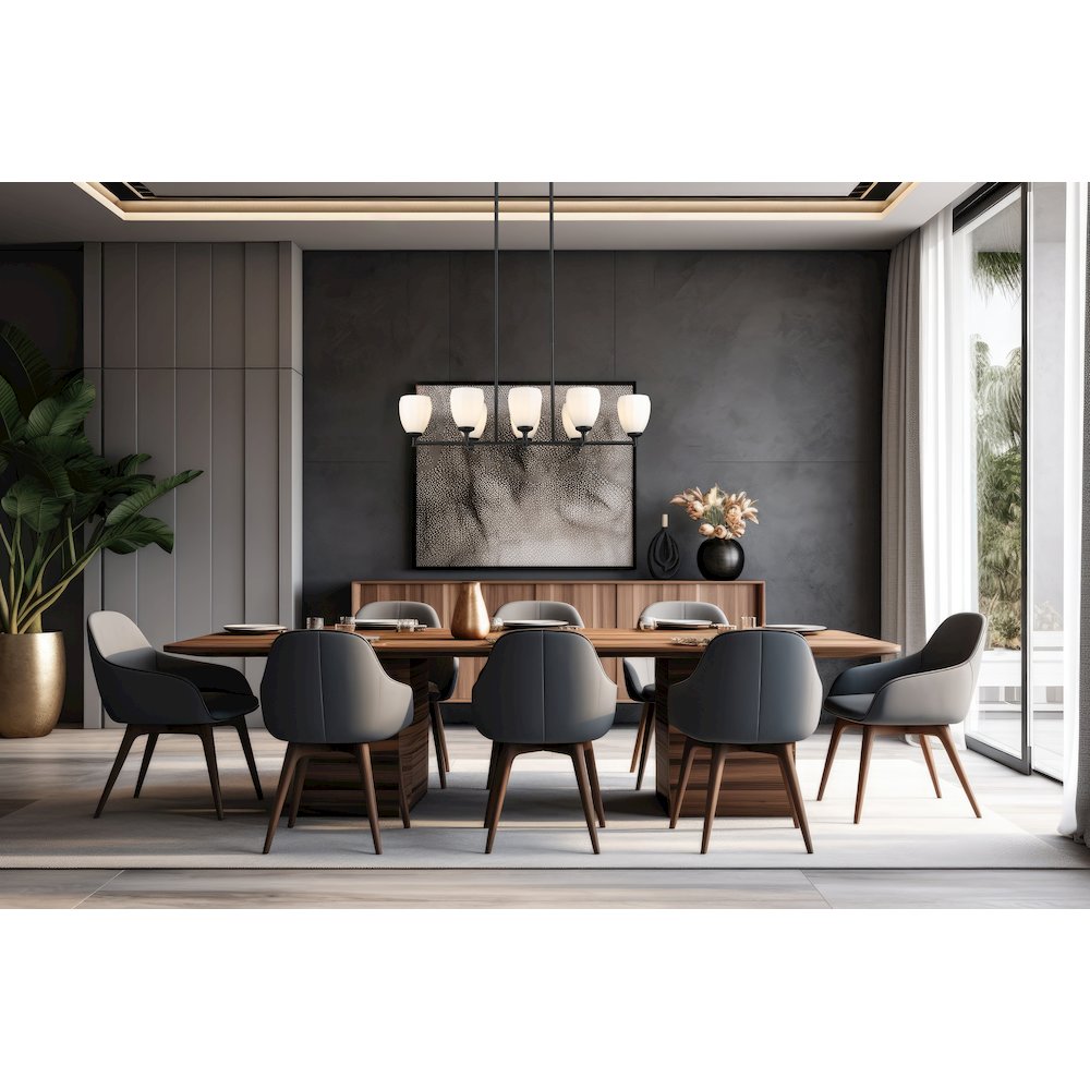 Z-Lite Oren 8 Light Linear Chandelier in Matte Black color, Steel frame. Picture 7