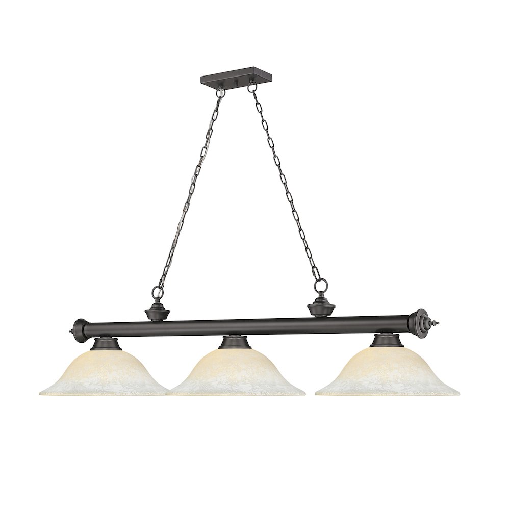 Z-Lite Cordon 3 Light Billiard, Steel Frame, White Mottle Shade Color. Picture 3