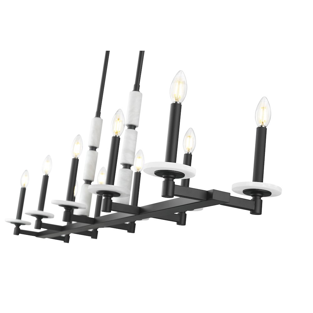 Z-Lite Kaden 10 Light Linear Chandelier in Matte Black color, Steel frame. Picture 4