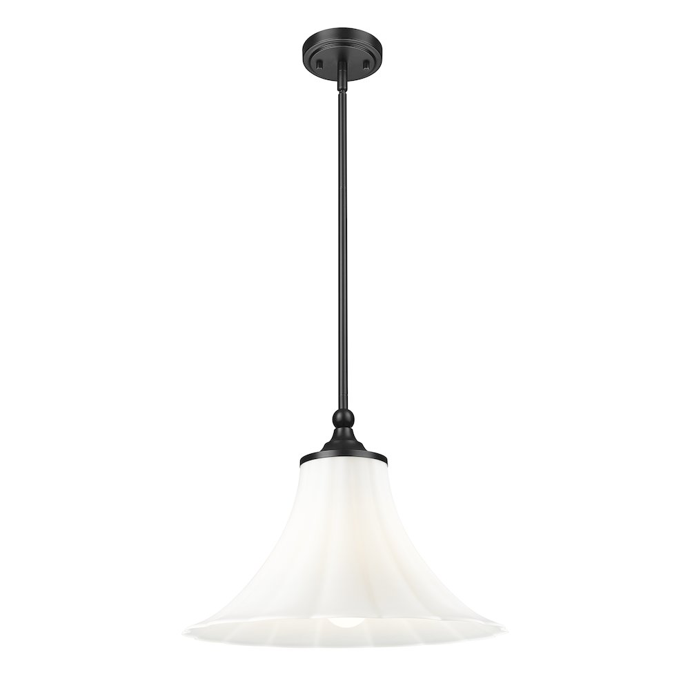 Z-Lite 1 Light Pendant, Matte Black. Picture 3