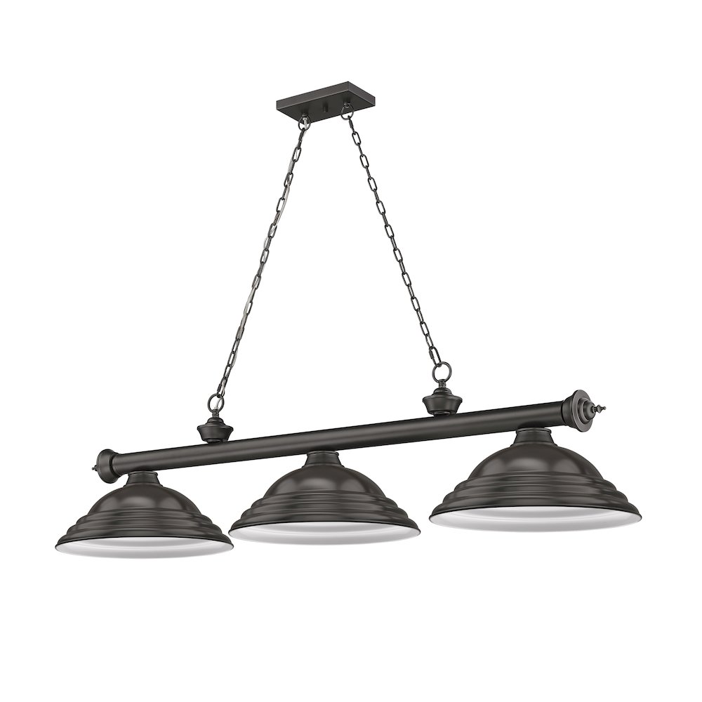 Z-Lite Cordon 3 Light Billiard, Steel Frame, Bronze Shade Color. Picture 5