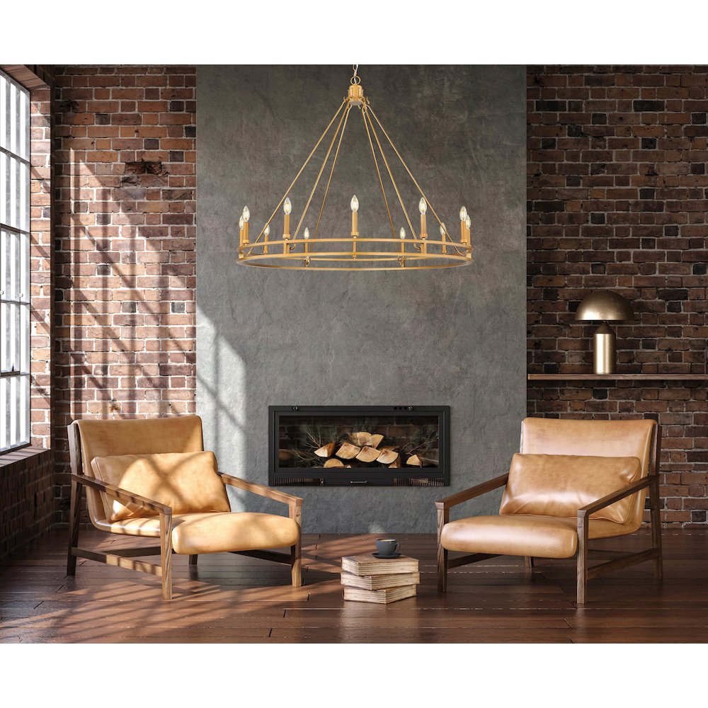 Z-Lite Dennison 12 Light Chandelier in Signature Brass color, Steel frame. Picture 5