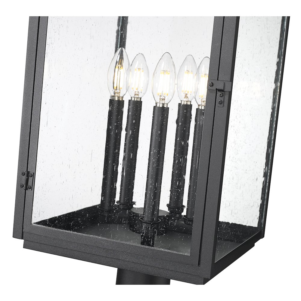 Z-Lite Hartwell 5 Light Outdoor Pier Mounted Fixture in Sand Black color. Picture 4