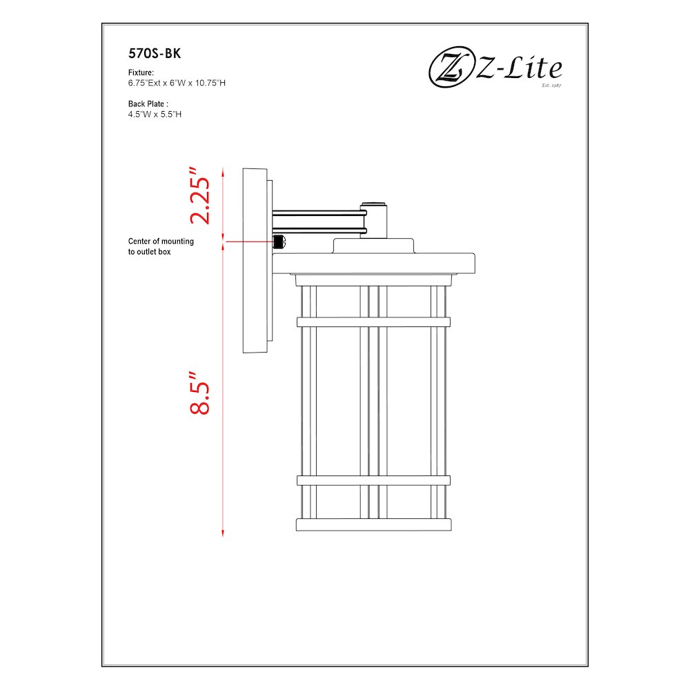 Z-Lite 1 Light Outdoor Wall Light. Picture 7