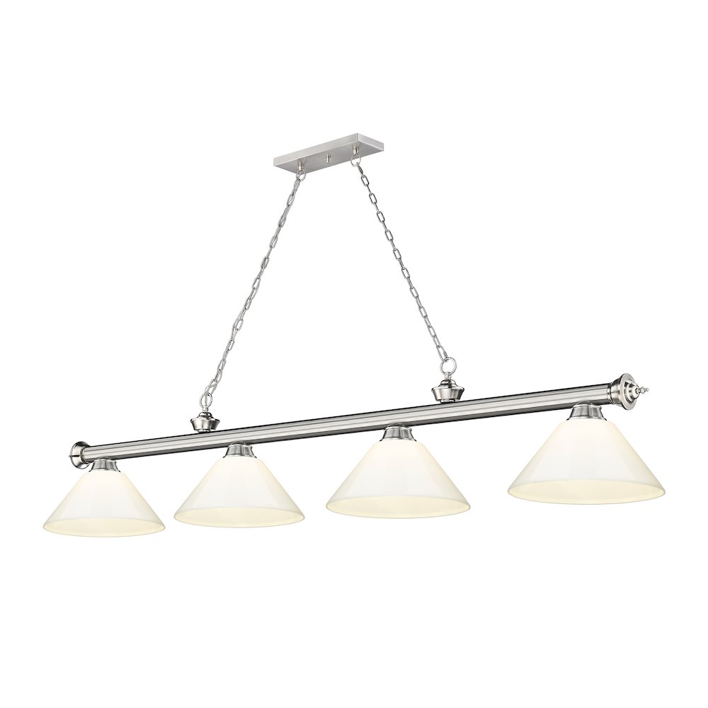 Z-Lite Cordon 4 Light Billiard, Steel Frame, White Shade Color. Picture 1