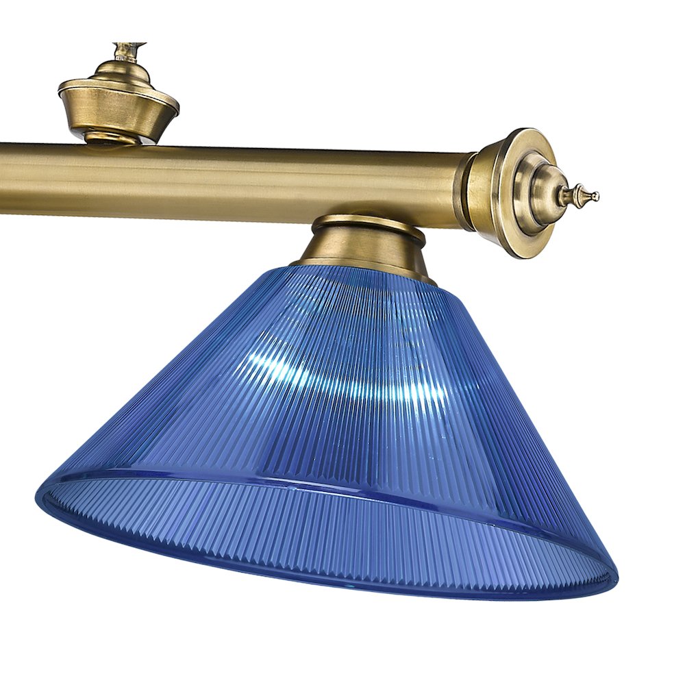 Z-Lite Cordon 3 Light Billiard, Steel Frame, Dark Blue Shade Color. Picture 4