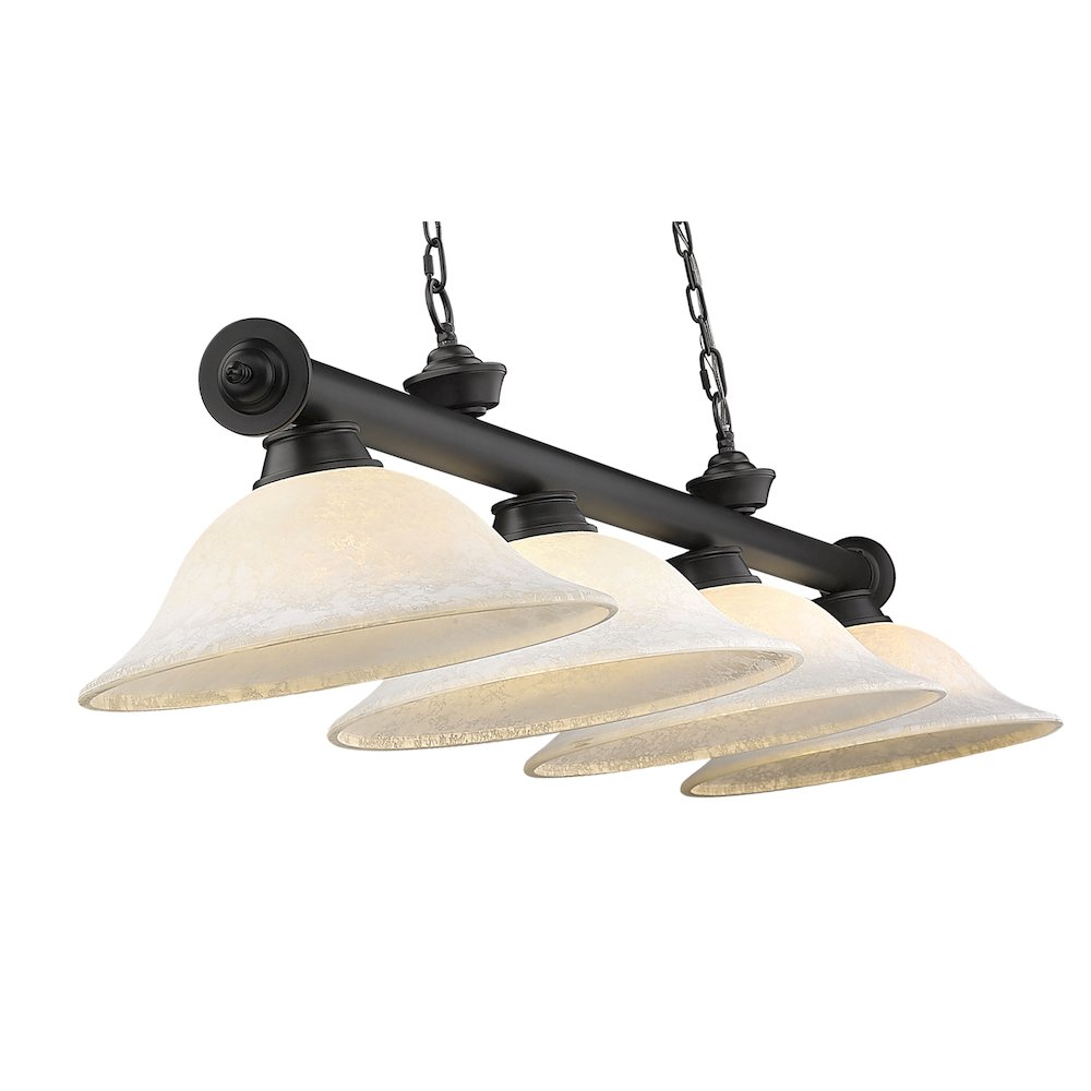 Z-Lite Cordon 4 Light Billiard, Steel Frame, White Mottle Shade Color. Picture 4