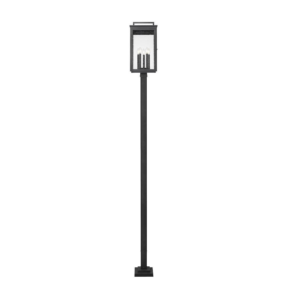 Z-Lite Hartwell 5 Light Outdoor Post Mounted Fixture in Sand Black color. Picture 3