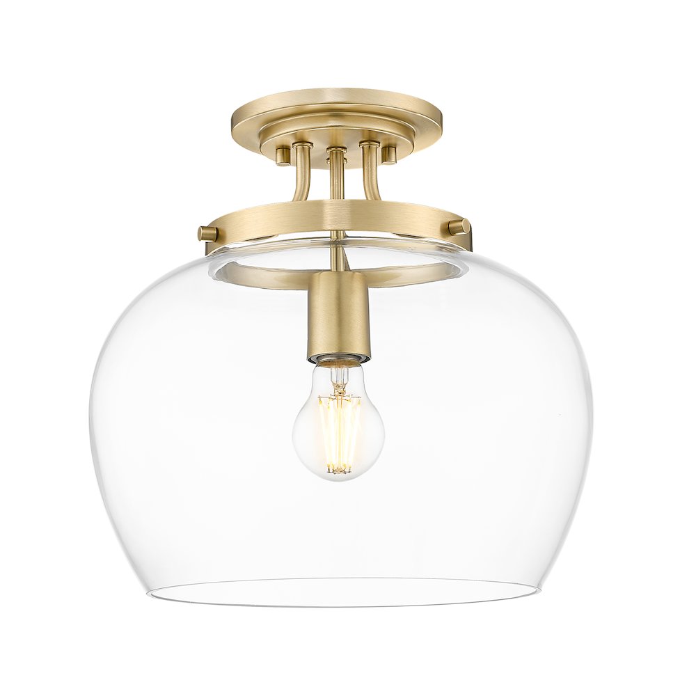 Z-Lite 1 Light Semi Flush Mount, Burnished Brass. Picture 3