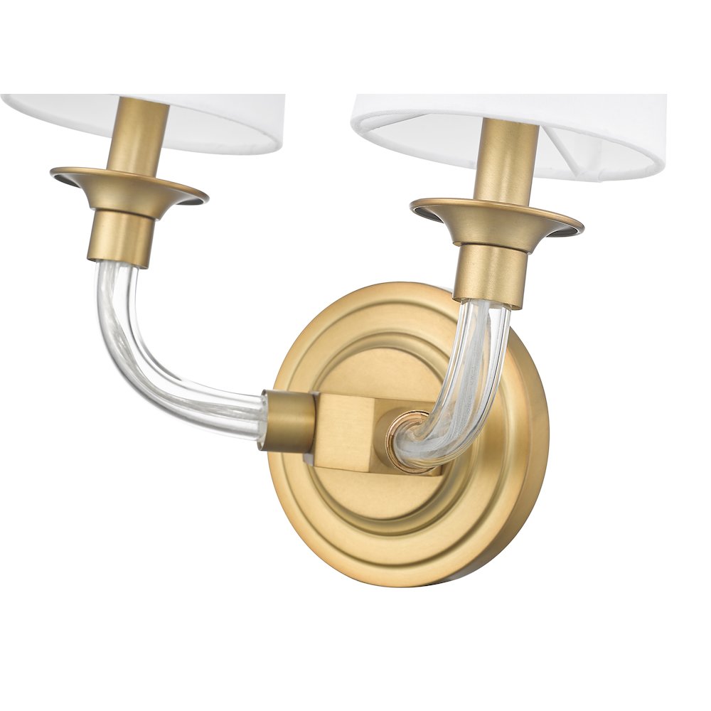 Z-Lite Katerina 2 Light Wall Sconce in Rubbed Brass Frame Finish. Picture 4