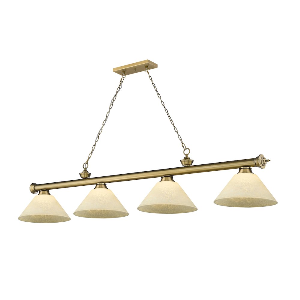 Z-Lite Cordon 4 Light Billiard, Steel Frame, Golden Mottle Shade Color. Picture 1