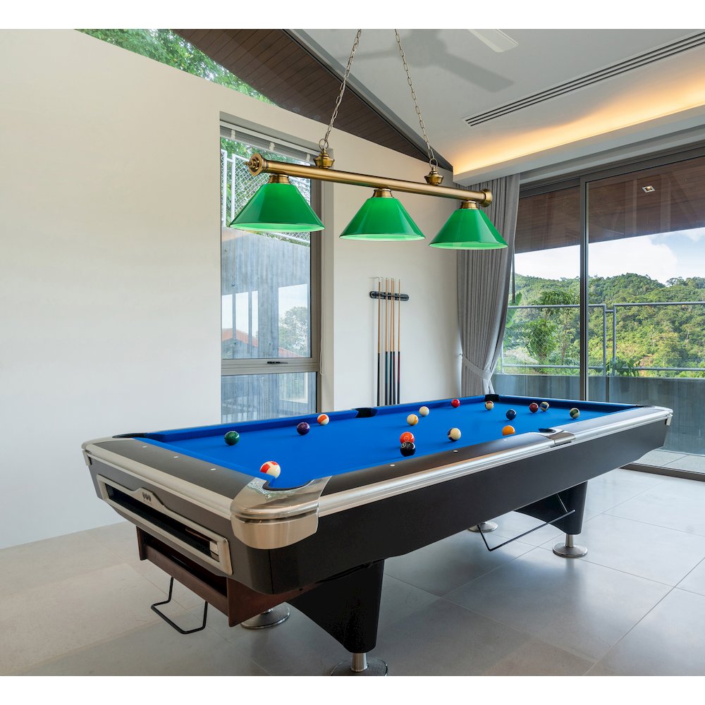 Z-Lite Cordon 3 Light Billiard, Steel Frame, Green Shade Color. Picture 7