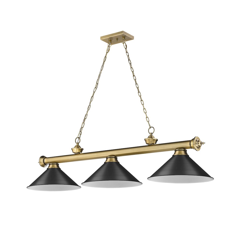 Z-Lite Cordon 3 Light Billiard, Steel Frame, Matte Black Shade Color. Picture 5