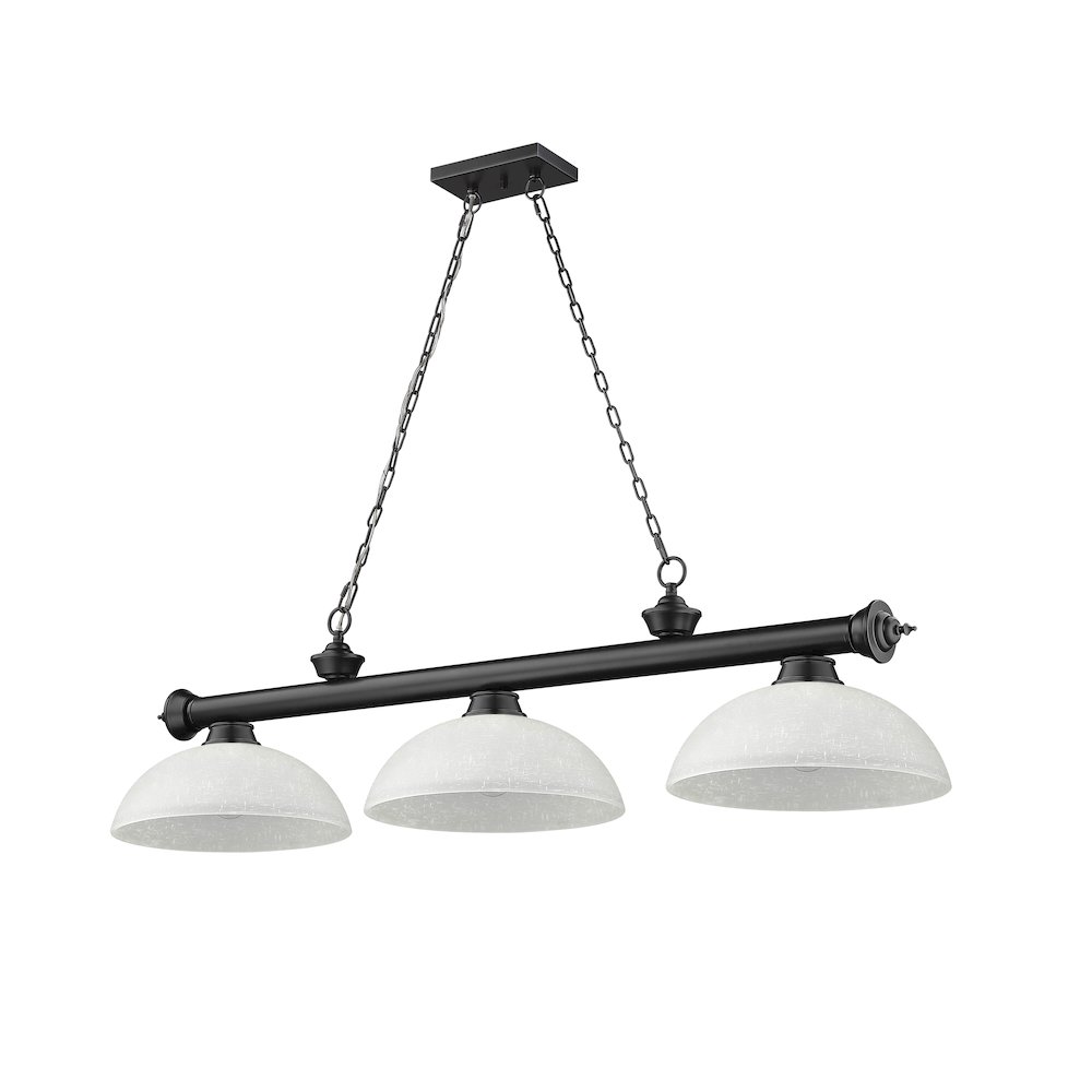 Z-Lite Cordon 3 Light Billiard, Steel Frame, White Linen Shade Color. Picture 5
