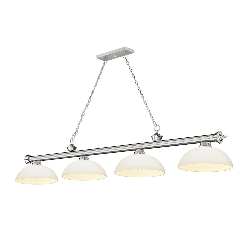Z-Lite Cordon 4 Light Billiard, Steel Frame, Matte Opal Shade Color. Picture 1