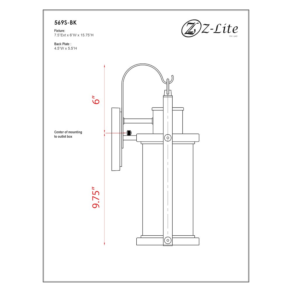 Z-Lite 1 Light Outdoor Wall Light. Picture 7