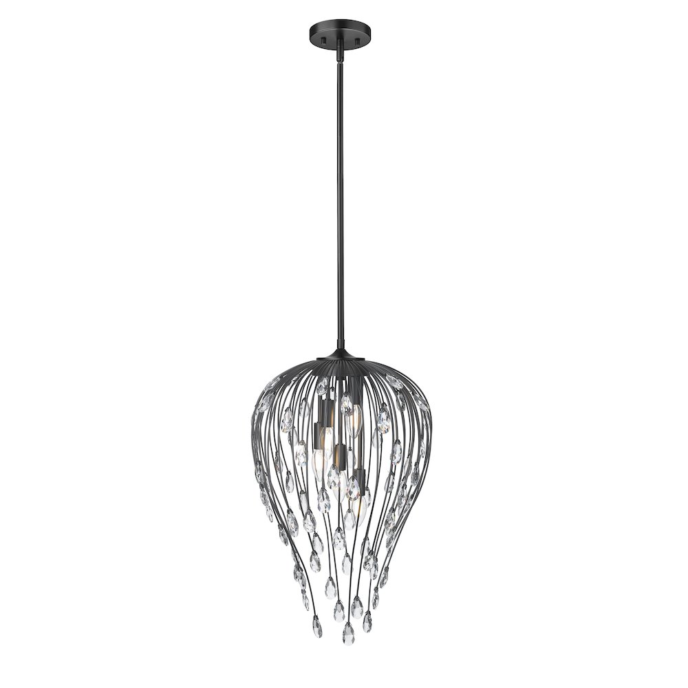 Z-Lite 5 Light Pendant, Matte Black. Picture 1