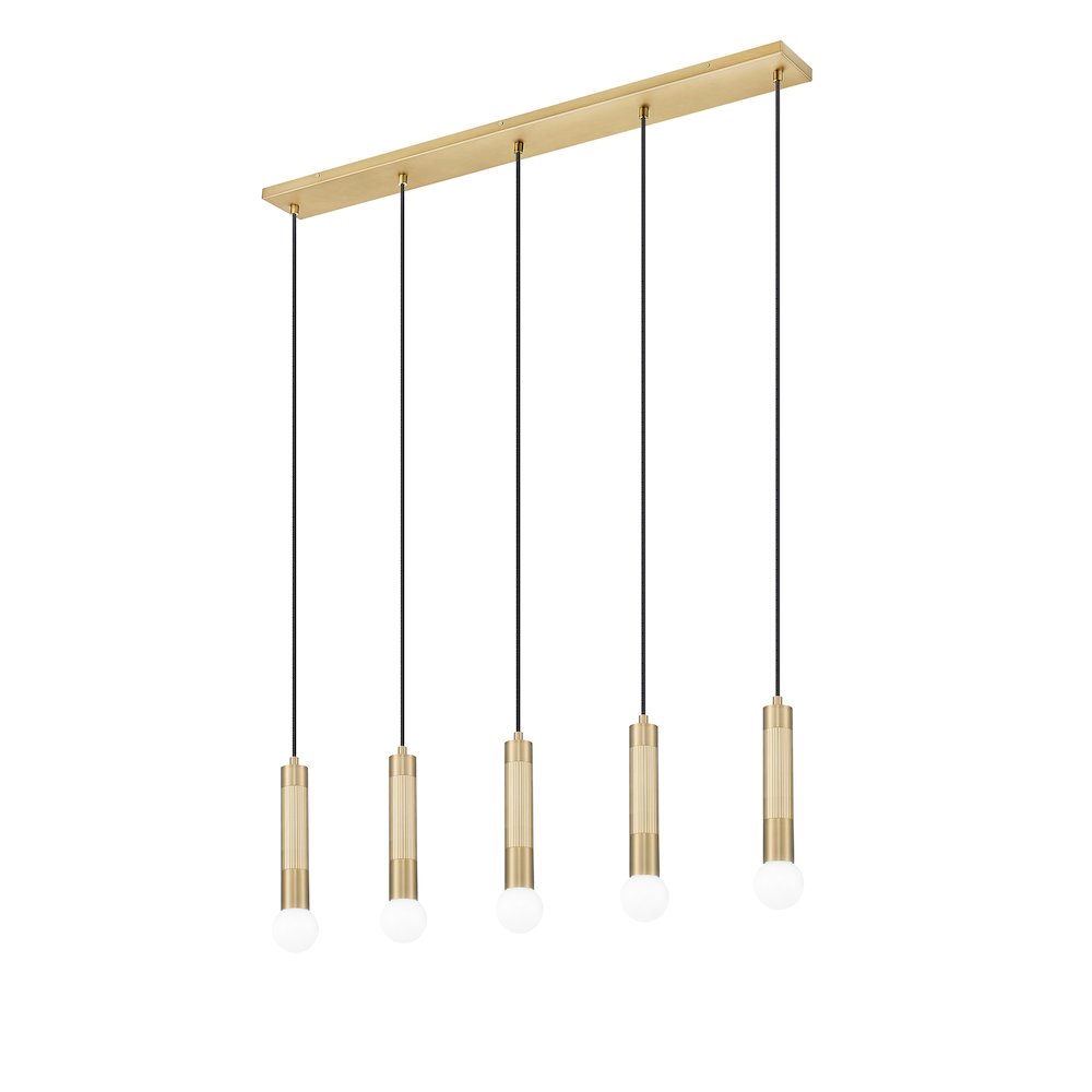 Z-Lite Stari 5 Light Linear Chandelier in Modern Gold color, Steel frame. Picture 5