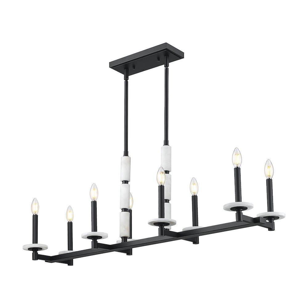 Z-Lite Kaden 8 Light Linear Chandelier in Matte Black color, Steel frame. Picture 1