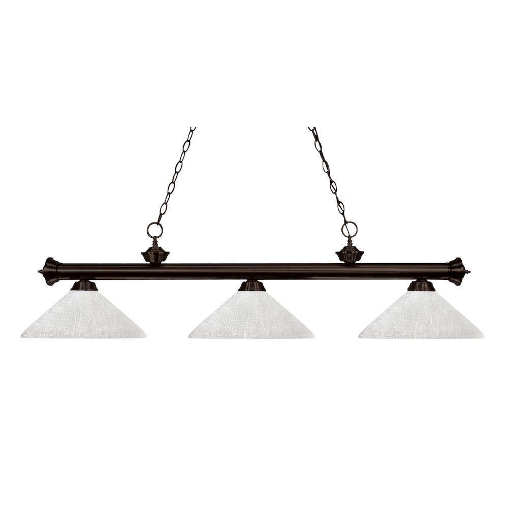Z-Lite Riviera 3 Light Billiard, Steel Frame, White Linen Shade Color. Picture 1