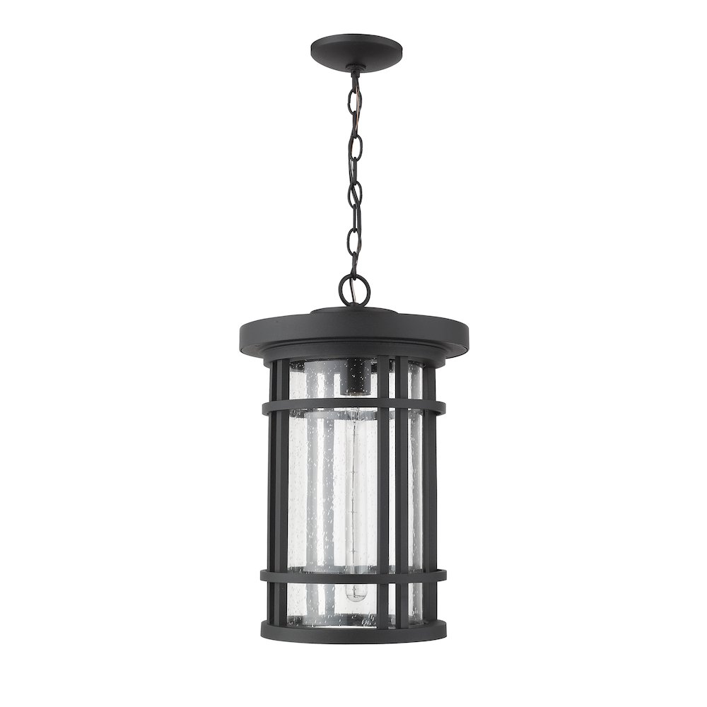 Z-Lite Jordan 1 Light Outdoor Chain Mount Ceiling Fixture, Black. Picture 5