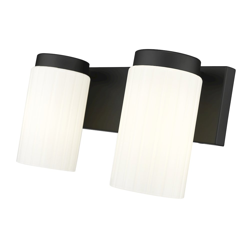 Z-Lite Burk 2 Light Vanity, Matte Black. Picture 4
