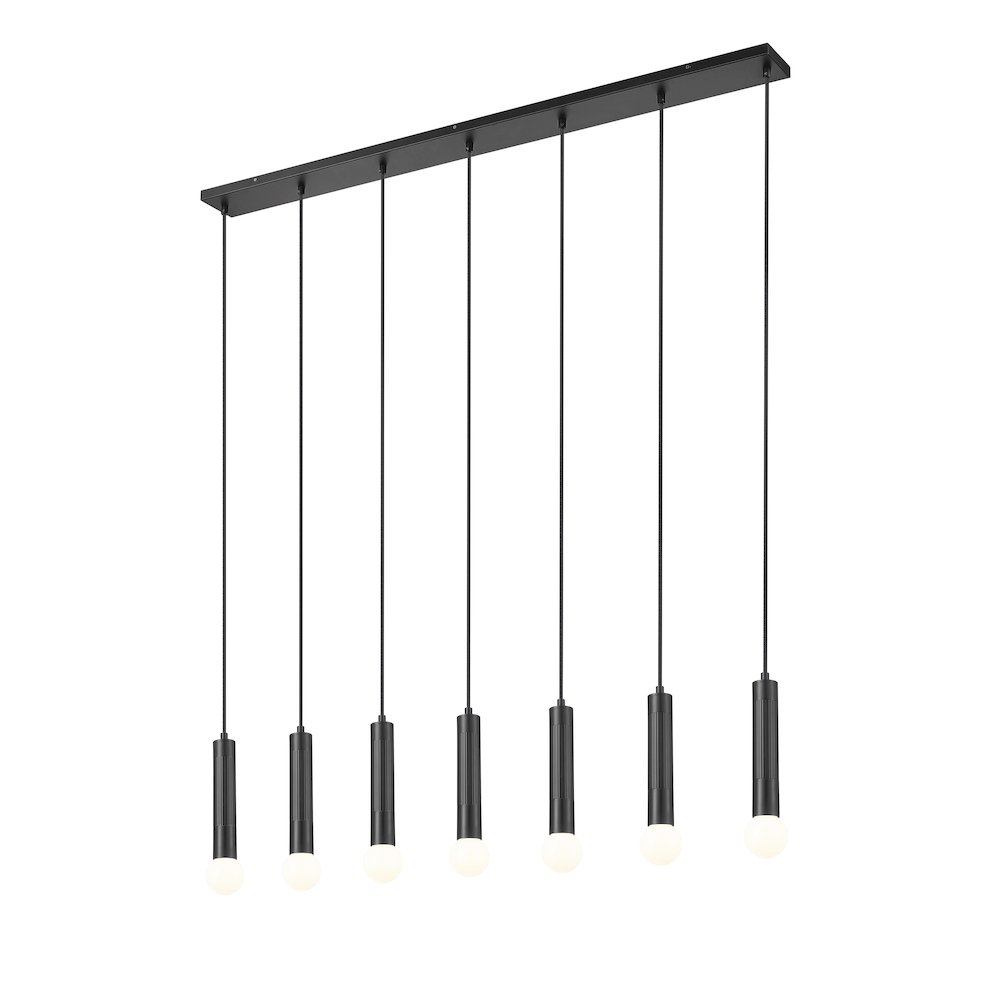 Z-Lite Stari 7 Light Linear Chandelier in Matte Black color, Steel frame. Picture 2