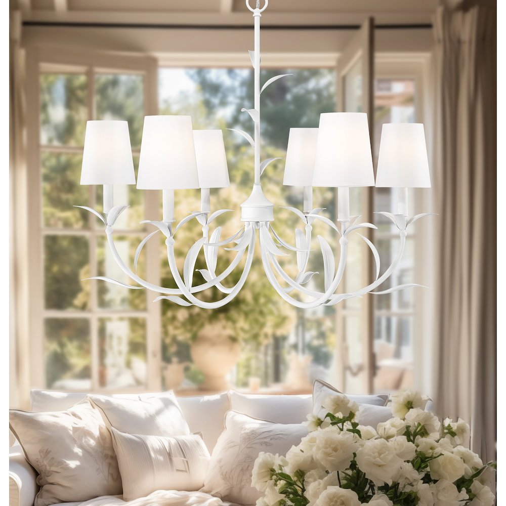Z-Lite 6 Light Chandelier, Textured White. Picture 6