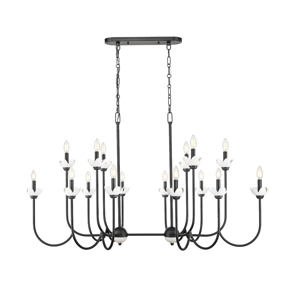 Z-Lite Allistair 16 Light Linear Chandelier in Matte Black color, Steel frame. Picture 1