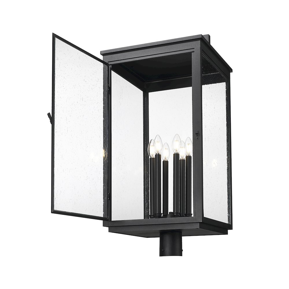Z-Lite Hartwell 6 Light Outdoor Post Mount Fixture in Sand Black color. Picture 2