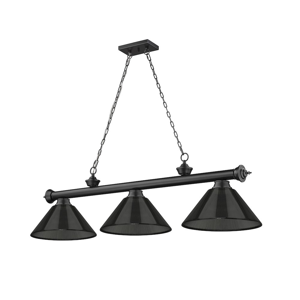 Z-Lite Cordon 3 Light Billiard, Steel Frame, Smoke Shade Color. Picture 5