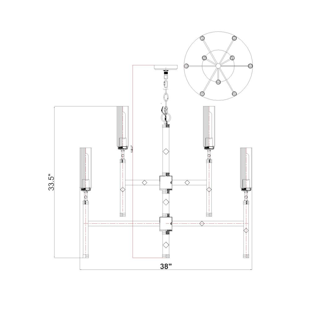 Z-Lite 9 Light Chandelier, Matte Black. Picture 8