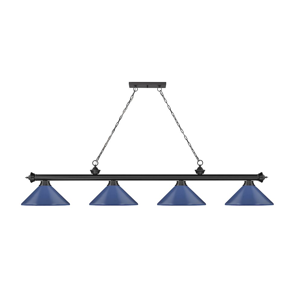 Z-Lite Cordon 4 Light Billiard, Steel Frame, Navy Blue Shade Color. Picture 2