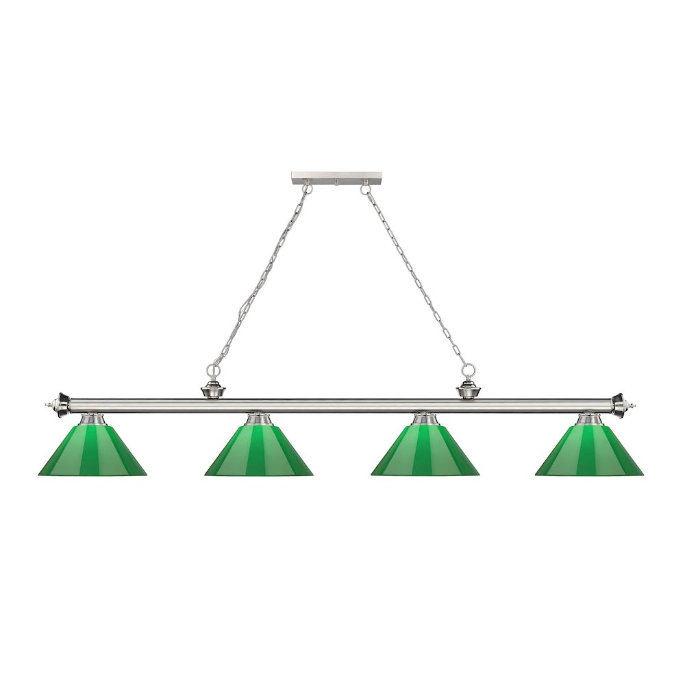 Z-Lite Cordon 4 Light Billiard, Steel Frame, Green Shade Color. Picture 2