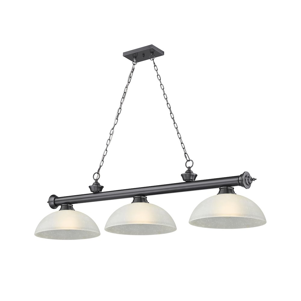 Z-Lite Cordon 3 Light Billiard, Steel Frame, White Linen Shade Color. Picture 1
