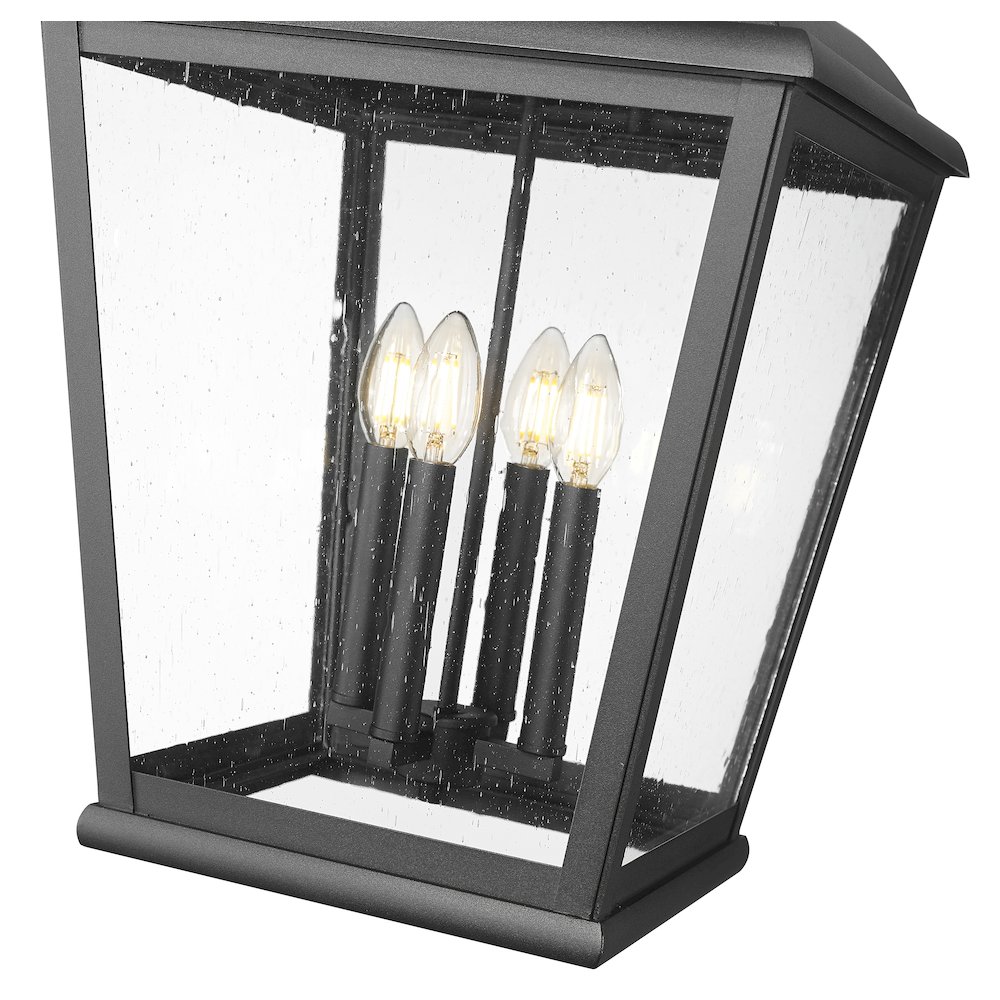 Z-Lite 4 Light Outdoor Chain Mount Ceiling Fixture, Sand Black. Picture 4
