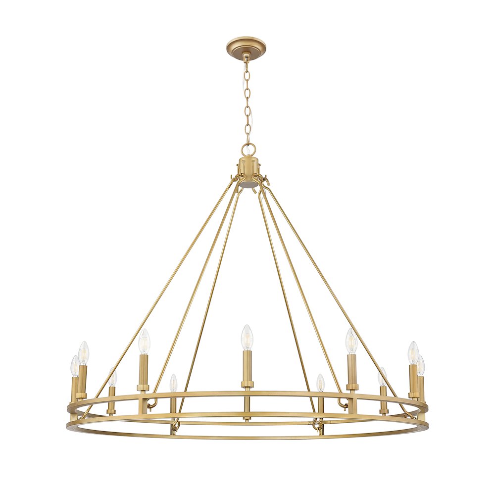 Z-Lite Dennison 12 Light Chandelier in Signature Brass color, Steel frame. Picture 4