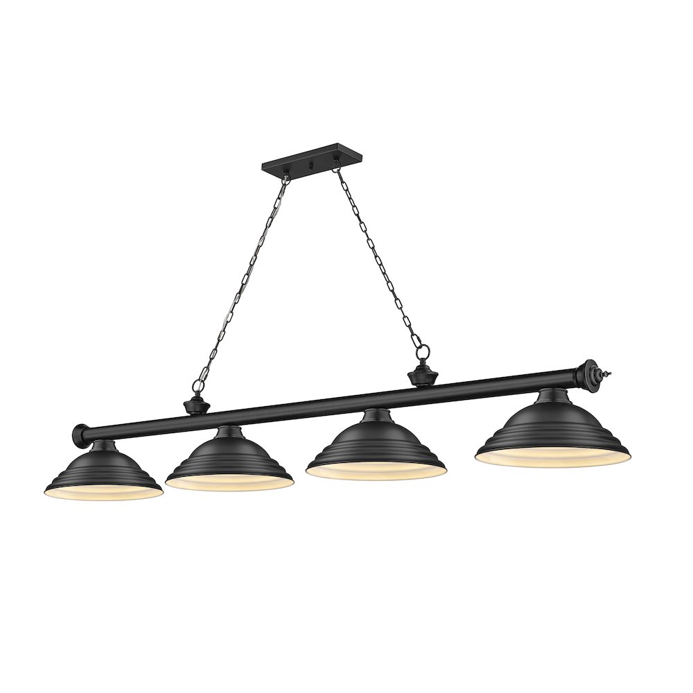 Z-Lite Cordon 4 Light Billiard, Steel Frame, Matte Black Shade Color. Picture 1